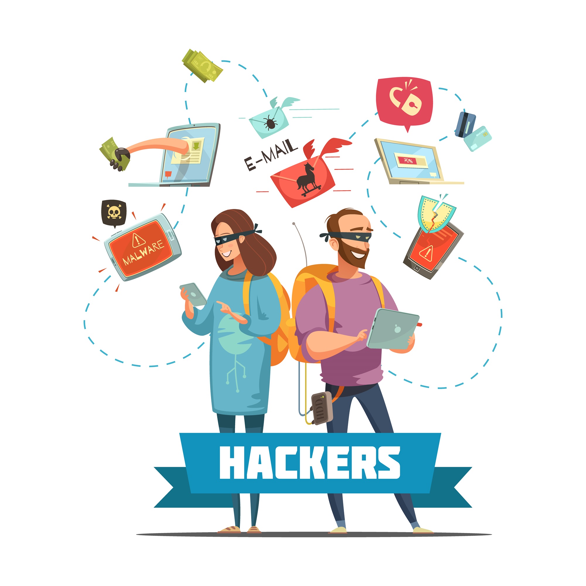 Cyber criminal hackers at work stealing passwords information and bank account access-TurtleWords